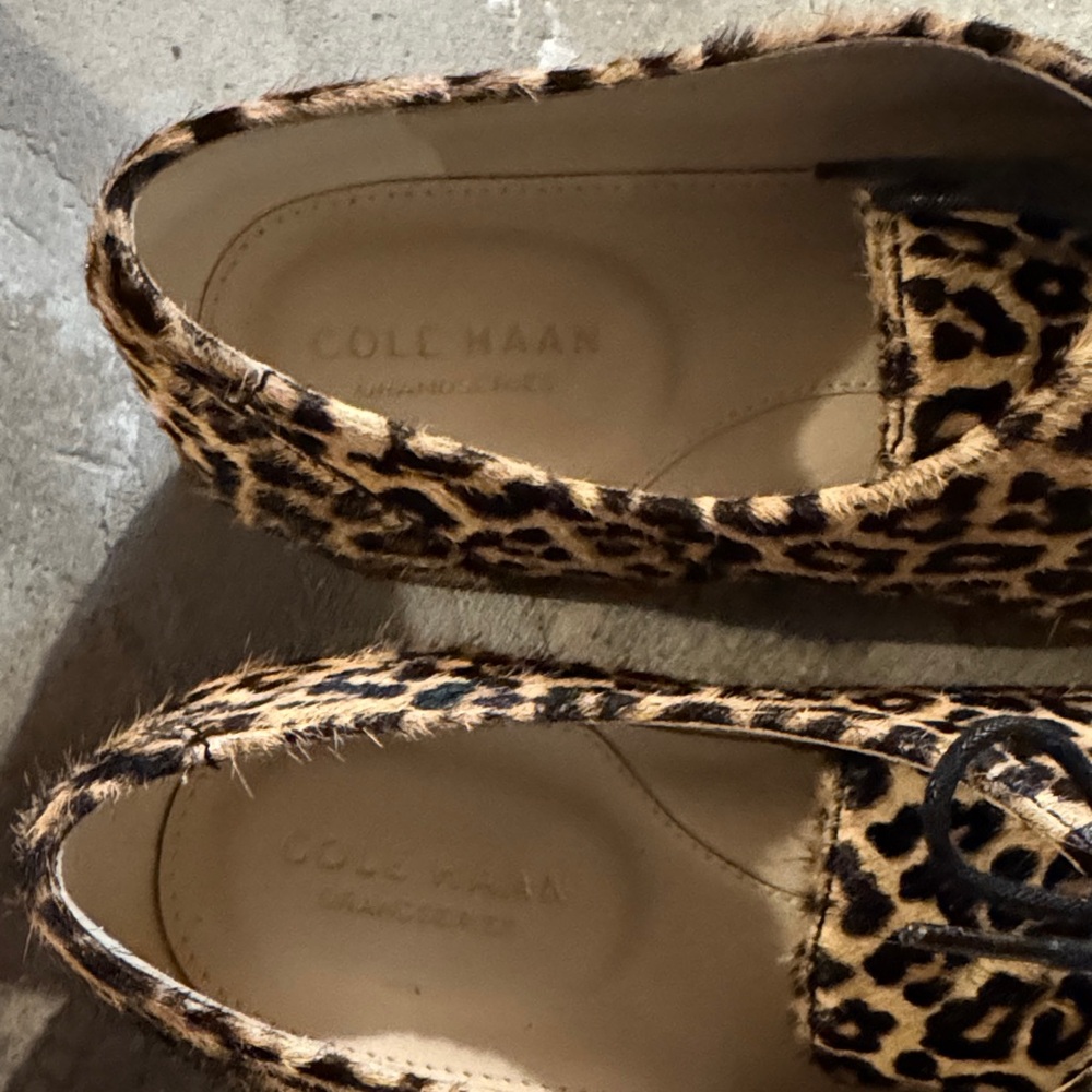 🦄🦄 COLE HAAN Leopard Print Lace-Up Flats - Picture 8 of 8